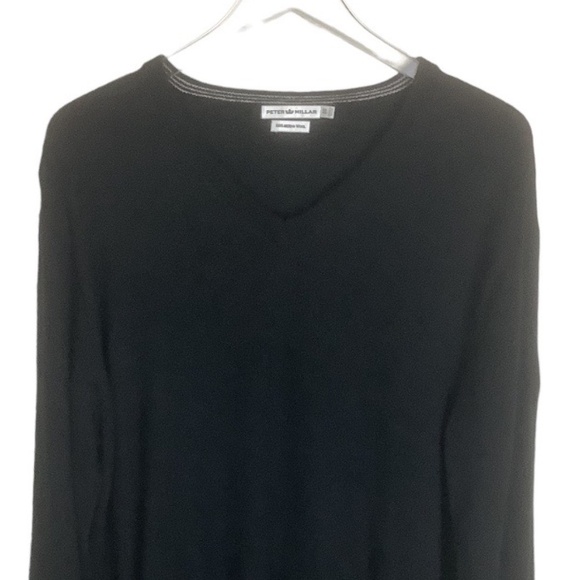 Peter Millar Men's Black 100% Merino Wool V Neck Sweater XL - Picture 3 of 9